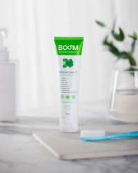 Trust in this tube of Boom Toothpaste.