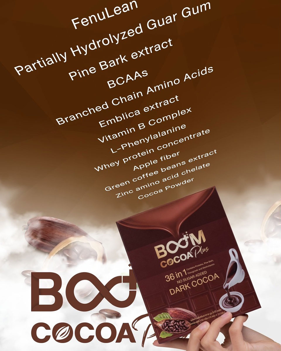 What are the ingredients of Boom Cocoa Plus, the intense cocoa?