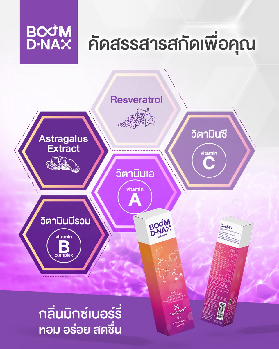 Boom D-NAX selects ingredients and extracts for you.