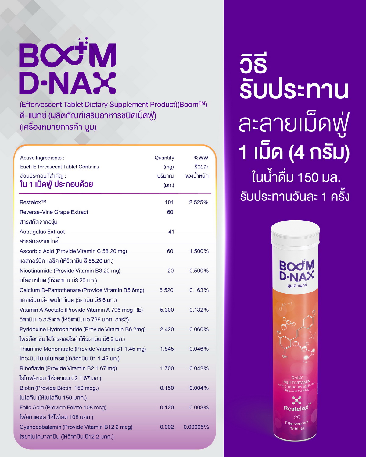 วิธีรับประทาน Boom D-NAX