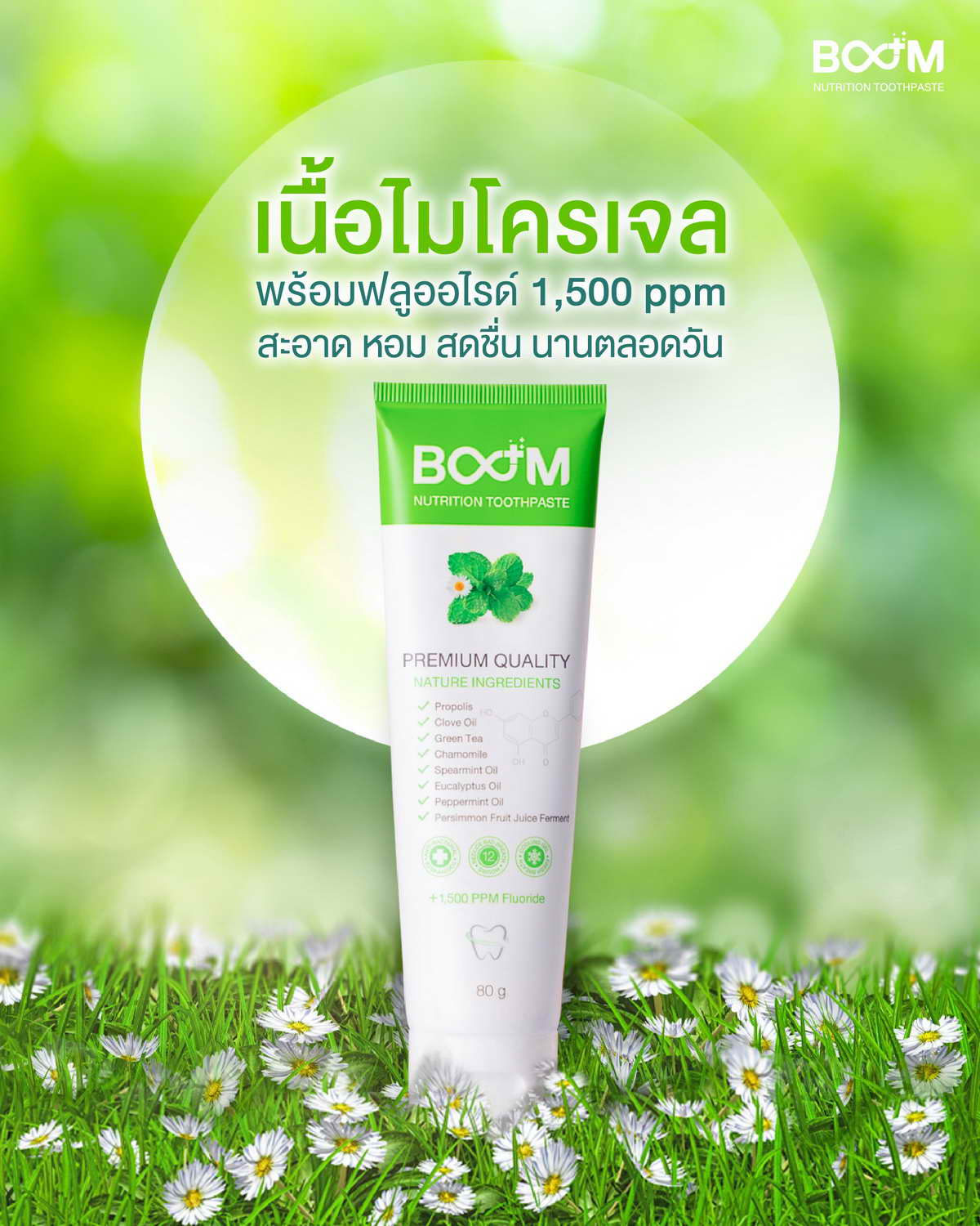 Boom Nutrition Toothpaste, microgel toothpaste for excellent oral and dental health.