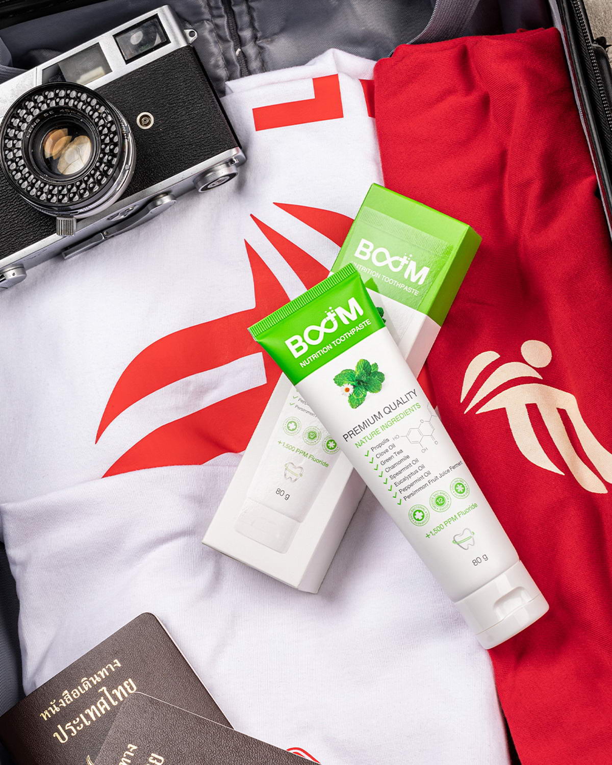 Boom Nutrition Toothpaste, a must-have toothpaste tube in every travel bag